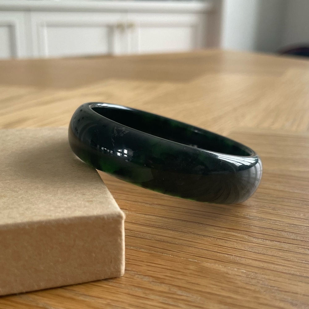 JADE l Authentic Black Jade Bangle - 51mm